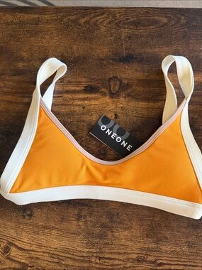 oneone Marina bikini top in orange cream NWT size M